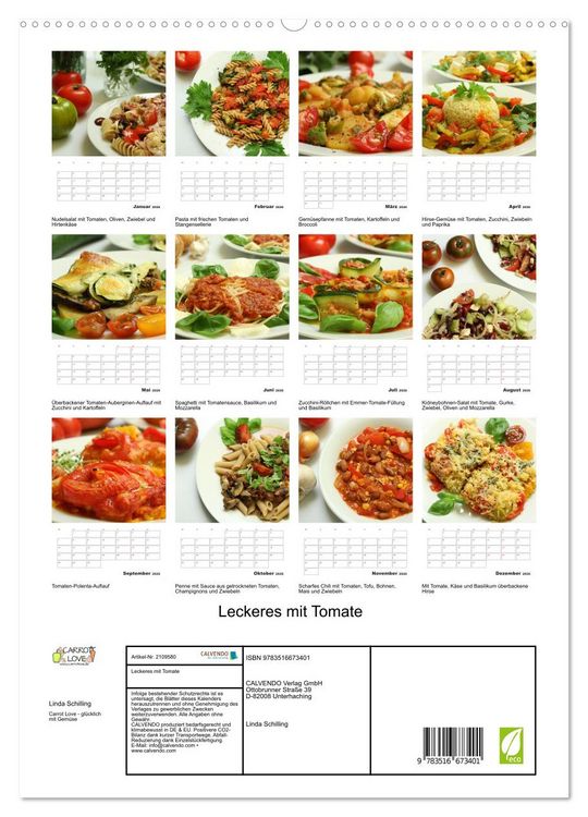 Produktbild: Leckeres mit Tomate (hochwertiger Premium Wandkalender 2026 DIN A2 hoch), Kunstdruck in Hochglanz