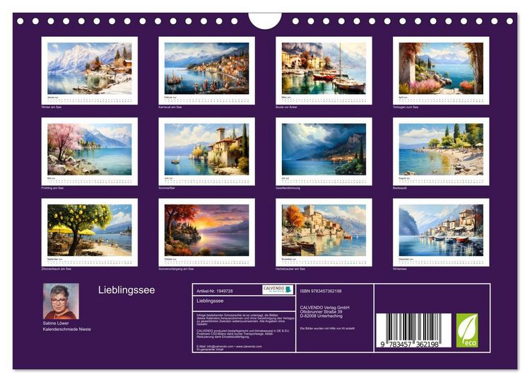 Produktbild: Lieblingssee (Wandkalender 2026 DIN A4 quer), CALVENDO Monatskalender