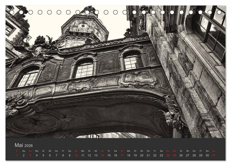 Produktbild: Dresden Schwarz Weiss 2026 (Tischkalender 2026 DIN A5 quer), CALVENDO Monatskalender