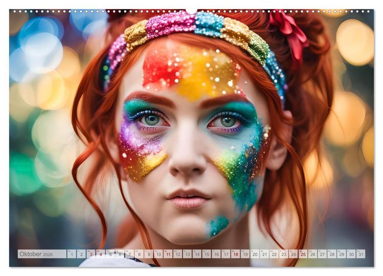 Produktbild: Farben der Weiblichkeit - Kunstvolle KI Portraits (hochwertiger Premium Wandkalender 2026 DIN A2 quer), Kunstdruck in Hochglanz