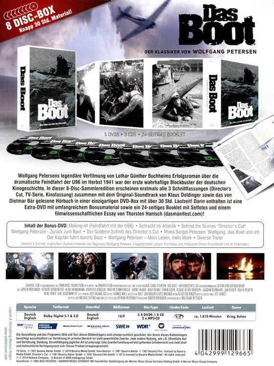 Produktbild: Das Boot - Complete Edition (+Original-Soundtrack) (+ H&ouml;rbuch zum Roman) (+ Bonus-DVD) [5 DVDs]