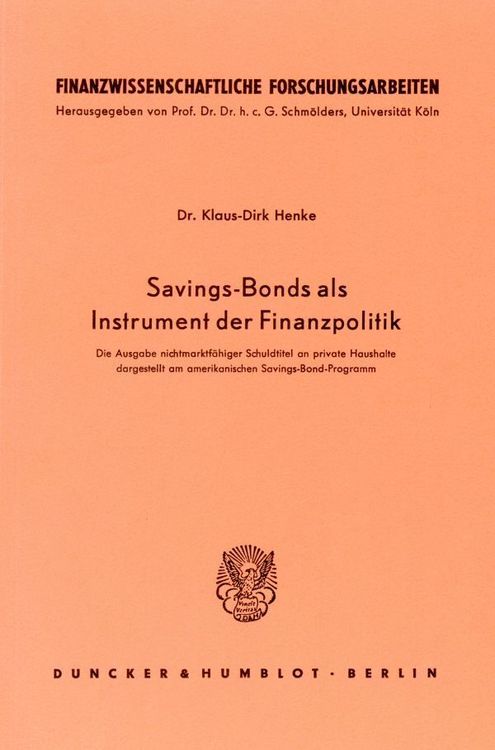Produktbild: Savings-Bonds als Instrument der Finanzpolitik.