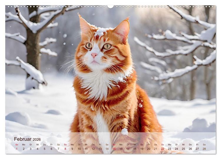Produktbild: Rote Katzen (hochwertiger Premium Wandkalender 2026 DIN A2 quer), Kunstdruck in Hochglanz