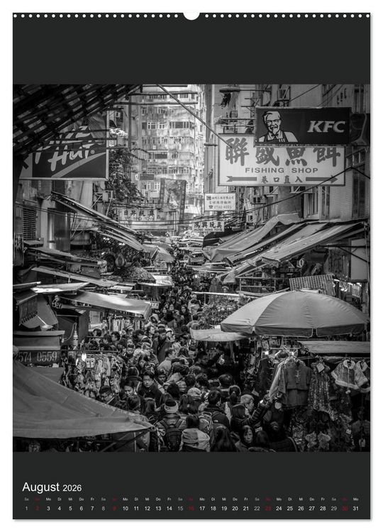 Produktbild: Hongkong schwarzwei&szlig; (hochwertiger Premium Wandkalender 2026 DIN A2 hoch), Kunstdruck in Hochglanz