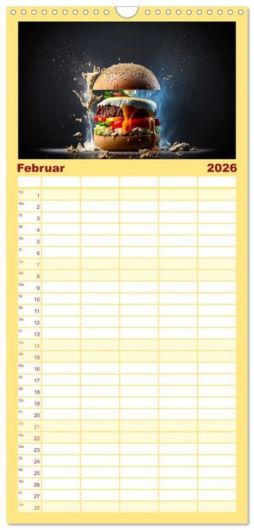 Produktbild: Familienplaner 2026 - Burgerfood mit 5 Spalten (Wandkalender, 21 x 45 cm) CALVENDO