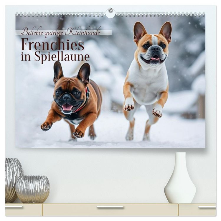 Produktbild: Frenchies in Spiellaune (hochwertiger Premium Wandkalender 2026 DIN A2 quer), Kunstdruck in Hochglanz
