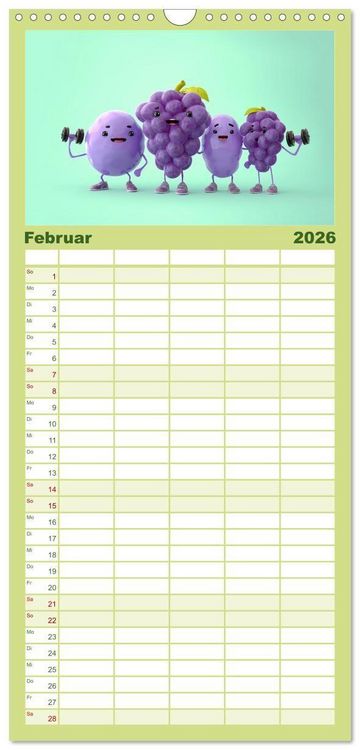 Produktbild: Familienplaner 2026 - Vegane Power - Kalender f&uuml;r Veganer, Vegetarier und alle Pflanzenfans mit 5 Spalten (Wandkalender, 21 x 45 cm) CALVENDO