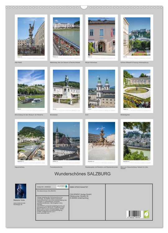 Produktbild: Wundersch&ouml;nes SALZBURG (Wandkalender 2026 DIN A2 hoch), CALVENDO Monatskalender