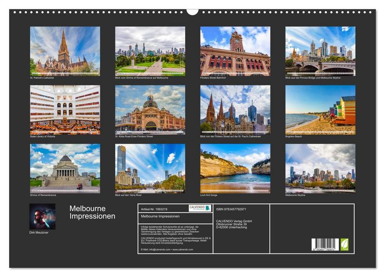 Produktbild: Melbourne Impressionen (Wandkalender 2026 DIN A2 quer), CALVENDO Monatskalender