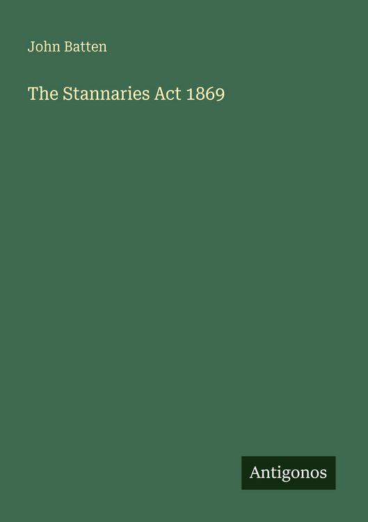 Produktbild: The Stannaries Act 1869