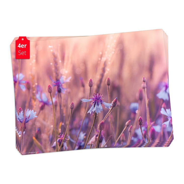 Produktbild: Tischsetmacher Tischsets Kornblumen in der Morgenr&ouml;te, aus hochwertigem Vinyl (4 St&uuml;ck), 44 x 32 cm