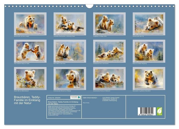 Produktbild: Braunb&auml;ren. Teddy-Familie im Einklang mit der Natur (Wandkalender 2027 DIN A3 quer), CALVENDO Monatskalender