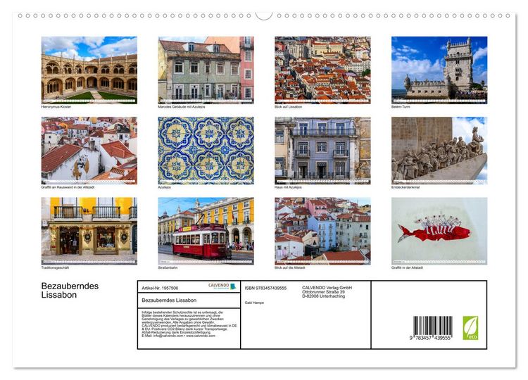 Produktbild: Bezauberndes Lissabon (hochwertiger Premium Wandkalender 2026 DIN A2 quer), Kunstdruck in Hochglanz