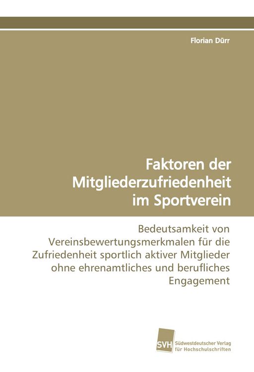 Produktbild: Faktoren der Mitgliederzufriedenheit im Sportverein