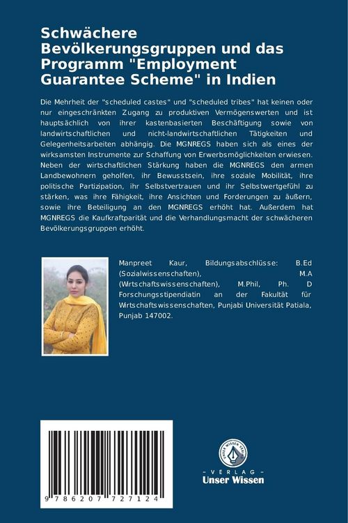 Produktbild: Schw&auml;chere Bev&ouml;lkerungsgruppen und das Programm "Employment Guarantee Scheme" in Indien