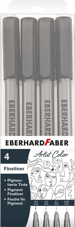 Produktbild: EBERHARD FABER Pigment Fineliner schwarz 4 St&uuml;ck Etui