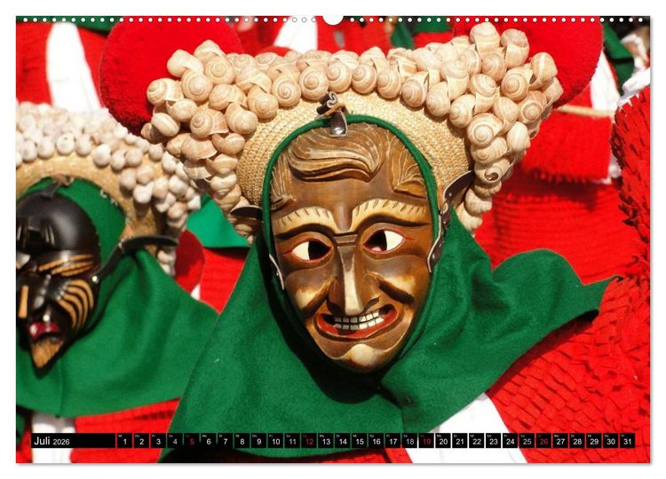 Produktbild: Alemannische Masken (Wandkalender 2026 DIN A2 quer), CALVENDO Monatskalender