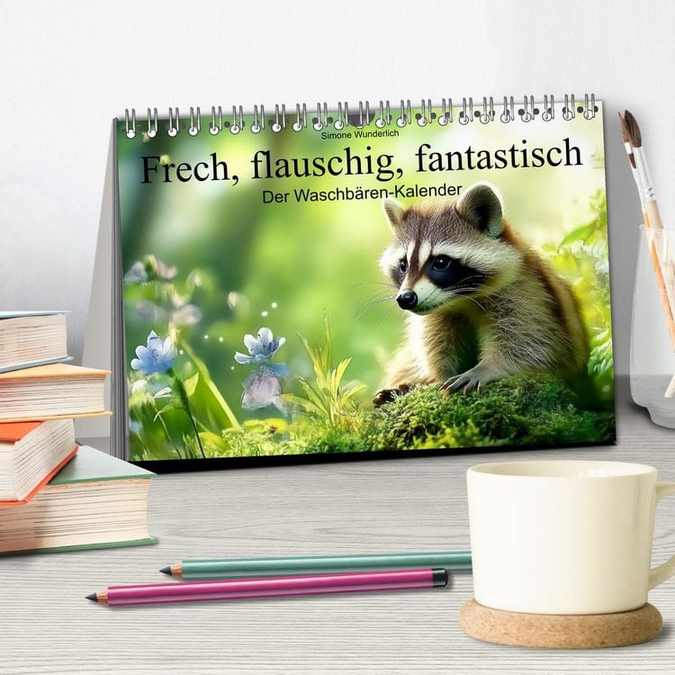 Produktbild: Frech, flauschig, fantastisch - Der Waschb&auml;ren-Kalender (Tischkalender 2026 DIN A5 quer), CALVENDO Monatskalender