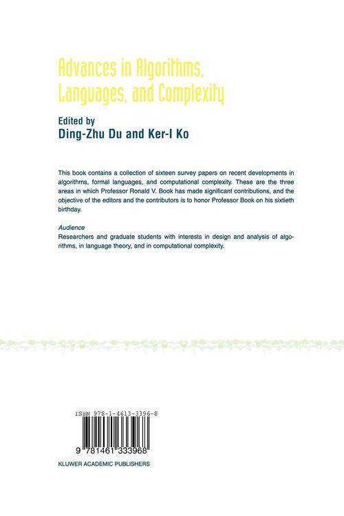 Produktbild: Advances in Algorithms, Languages, and Complexity