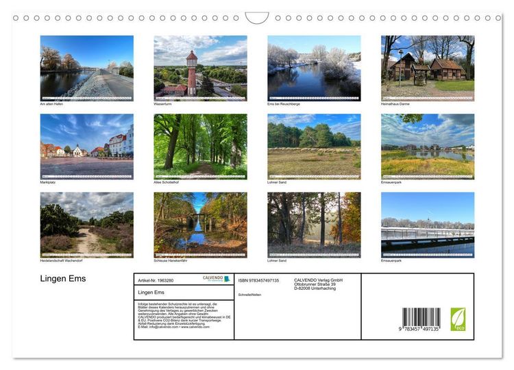 Produktbild: Lingen Ems (Wandkalender 2026 DIN A3 quer), CALVENDO Monatskalender