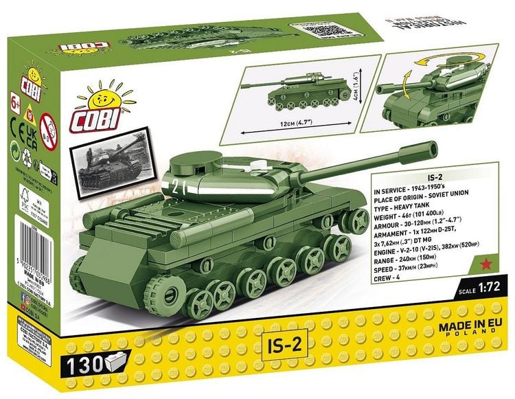 Produktbild: COBI Historical Collection 3098 - IS-2-Panzer, WWII, Ma&szlig;stab 1:72, Bausatz, 130 Klemmbausteine