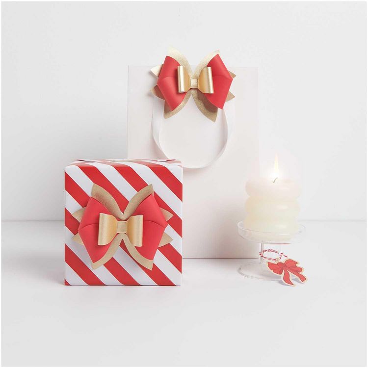 Produktbild: Papierschleifen, Rot/Gold,, 4 Stk, 11,5 x 10 cm, ca. 200 g/m&sup2;
