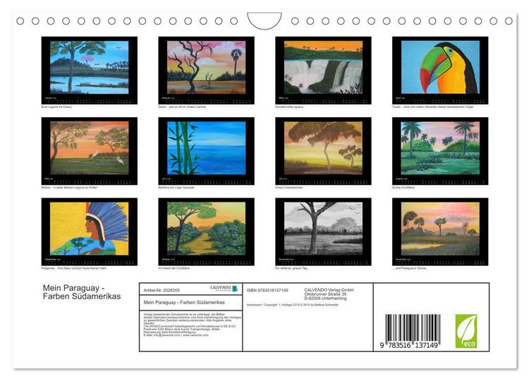 Produktbild: Mein Paraguay - Farben S&uuml;damerikas (Wandkalender 2026 DIN A4 quer), CALVENDO Monatskalender