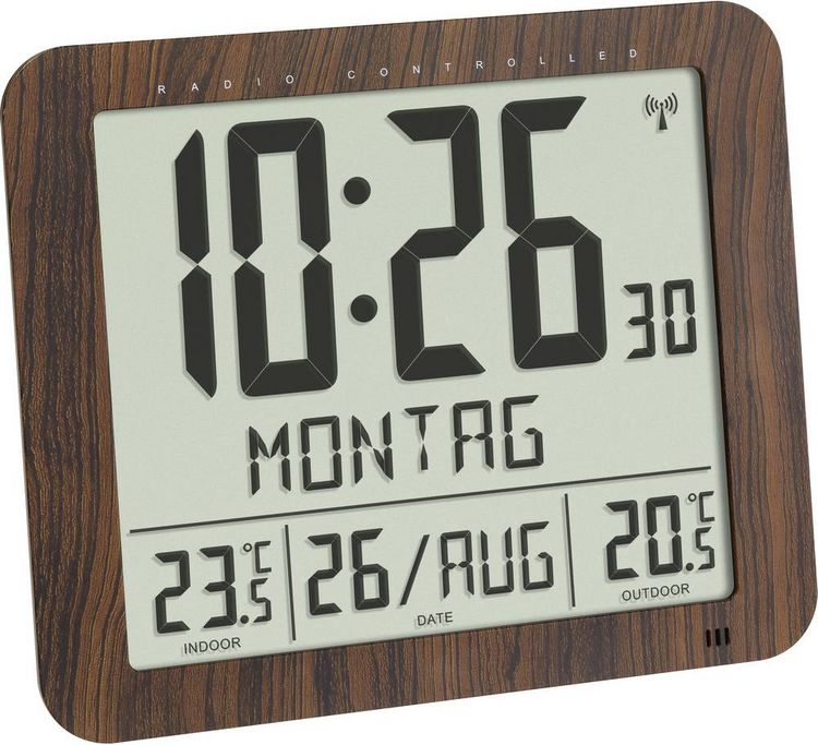 Produktbild: TFA Dostmann 60.4518.08 Funk Wanduhr 24.8mm x 2.5mm x 20.6mm Holz