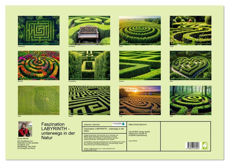 Produktbild: Faszination LABYRINTH - unterwegs in der Natur (Wandkalender 2026 DIN A2 quer), CALVENDO Monatskalender