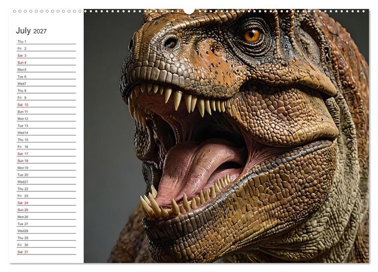 Produktbild: AI Dino Delights Mesmerizing Views of Prehistoric Life (Wall Calendar 2027 DIN A2 landscape), CALVENDO 12 Month Wall Calendar