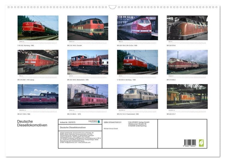 Produktbild: Deutsche Diesellokomotiven (Wandkalender 2026 DIN A2 quer), CALVENDO Monatskalender
