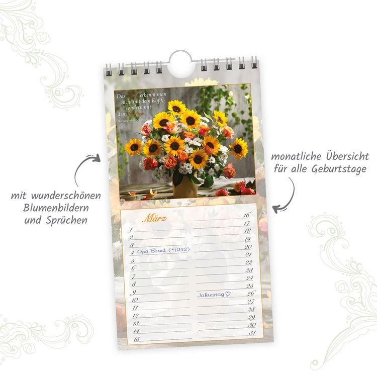 Produktbild: Geburtstagskalender "Blumen"