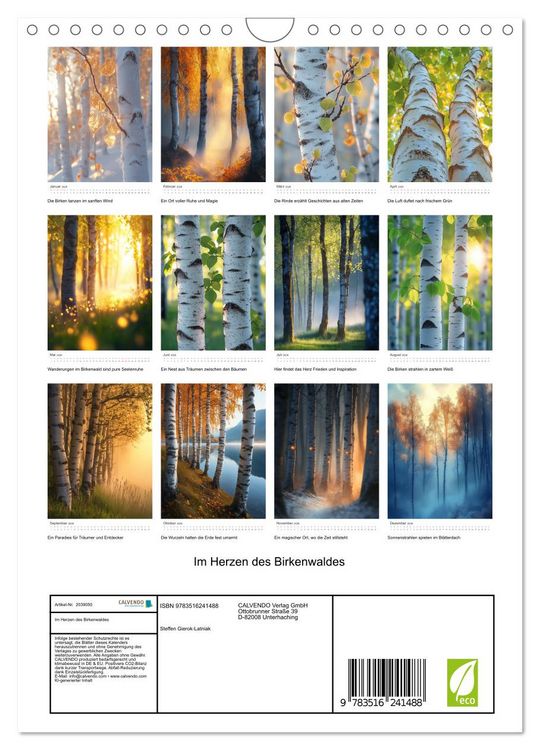 Produktbild: Im Herzen des Birkenwaldes (Wandkalender 2026 DIN A4 hoch), CALVENDO Monatskalender