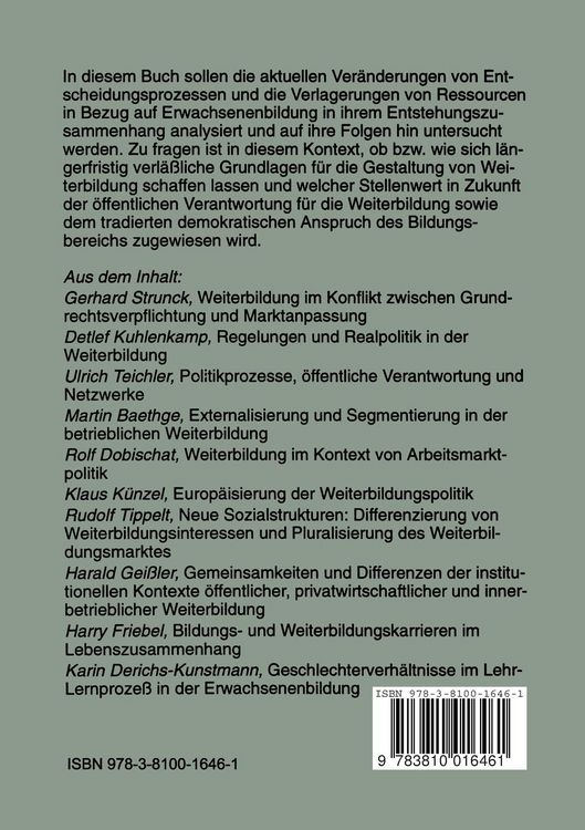 Weiterbildung zwischen Grundrecht und Markt