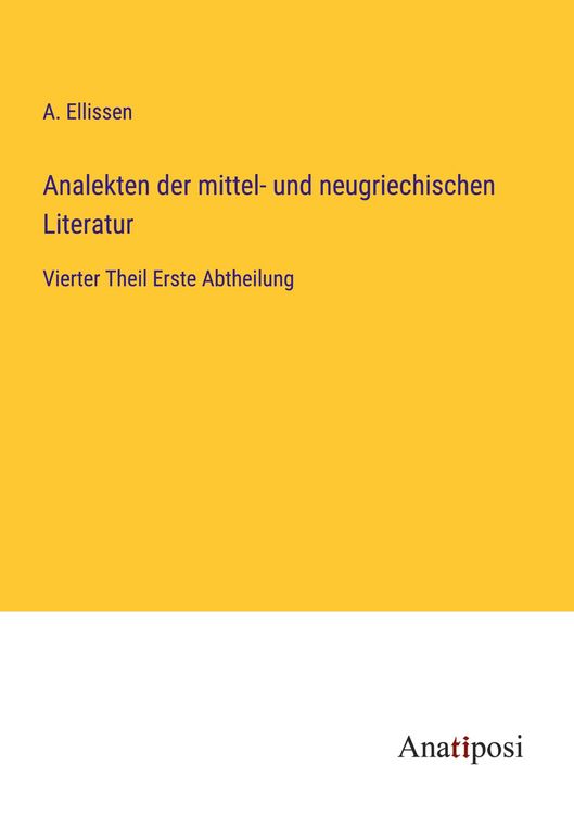 Produktbild: Analekten der mittel- und neugriechischen Literatur