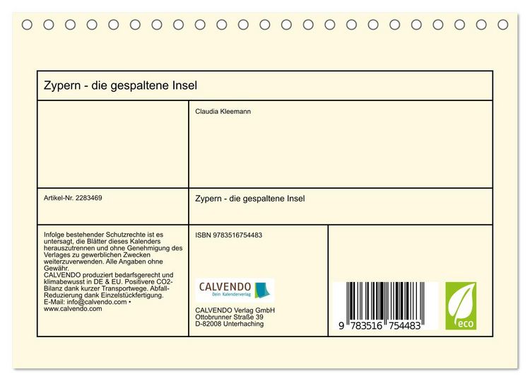 Produktbild: Zypern - die gespaltene Insel (Tischkalender 2027 DIN A5 quer), CALVENDO Monatskalender