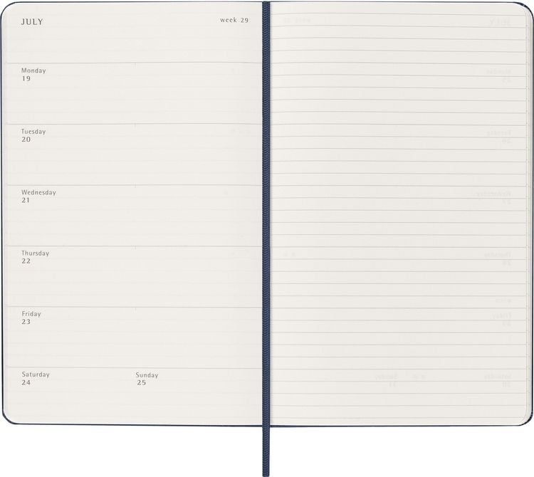 Produktbild: Moleskine 12 Monate Wochen Notizkalender 2027, Large/A5, 1 Wo = 1 Seite, rechts linierte Seite, Fester Einband, Saphir