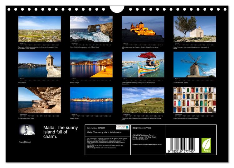 Produktbild: Malta. The sunny island full of charm. (Wall Calendar 2026 DIN A4 landscape), CALVENDO 12 Month Wall Calendar