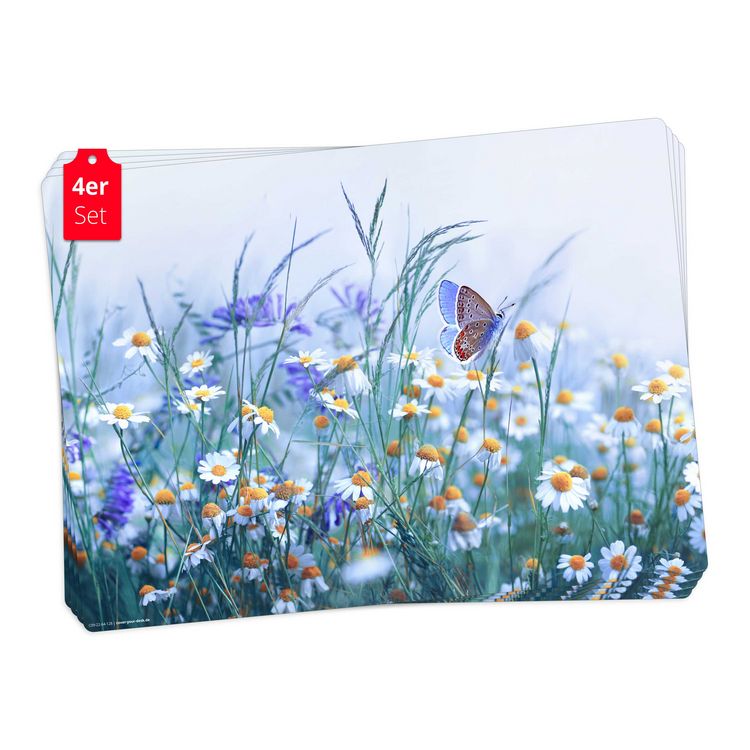 Produktbild: Tischsetmacher Tischsets Wiesenblumen, aus hochwertigem Vinyl (4 St&uuml;ck), 44 x 32 cm