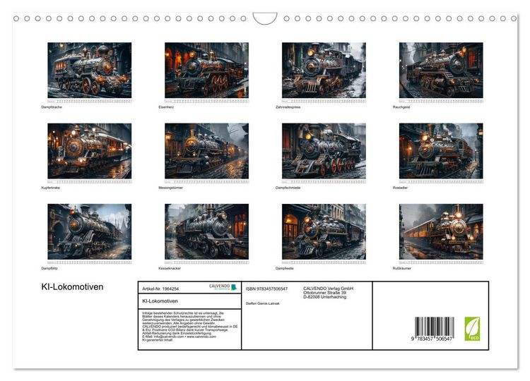 Produktbild: KI-Lokomotiven (Wandkalender 2026 DIN A3 quer), CALVENDO Monatskalender