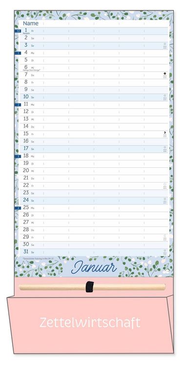 Produktbild: Deko-Familienplaner mit Tasche Flower Time 2027