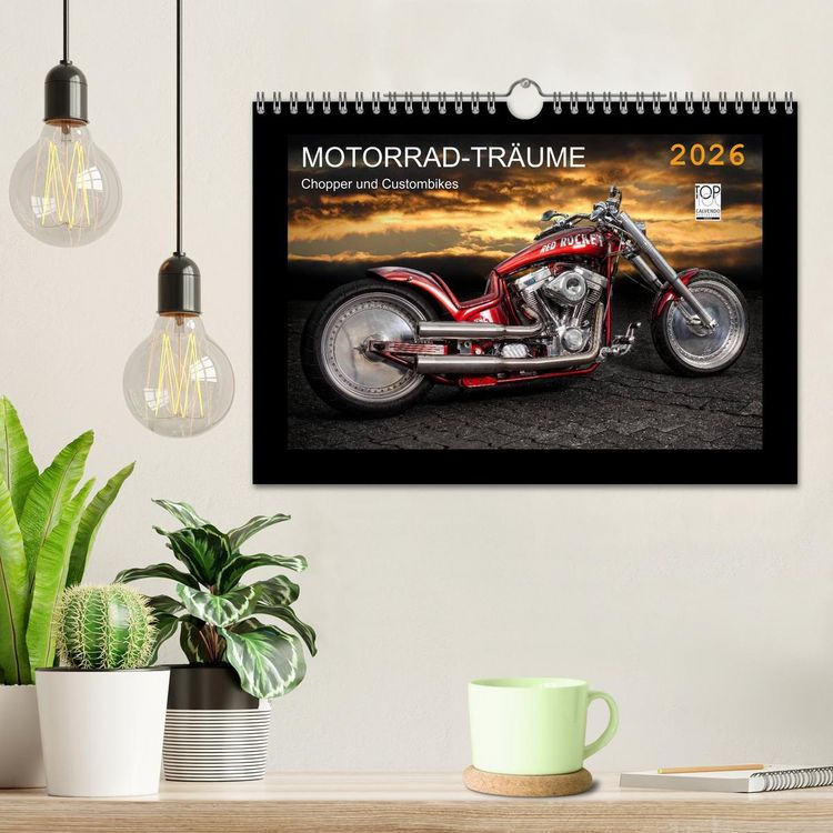 Produktbild: Motorrad-Tr&auml;ume &ndash; Chopper und Custombikes (Wandkalender 2026 DIN A4 quer), CALVENDO Monatskalender