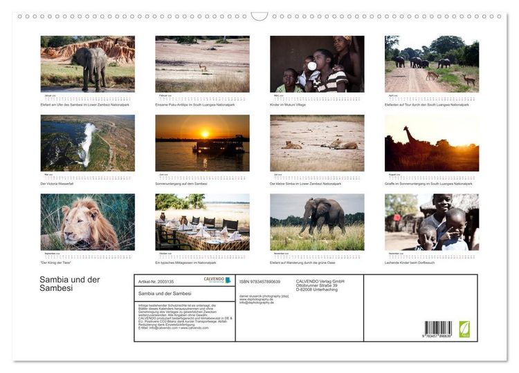 Produktbild: Sambia und der Sambesi (Wandkalender 2026 DIN A2 quer), CALVENDO Monatskalender