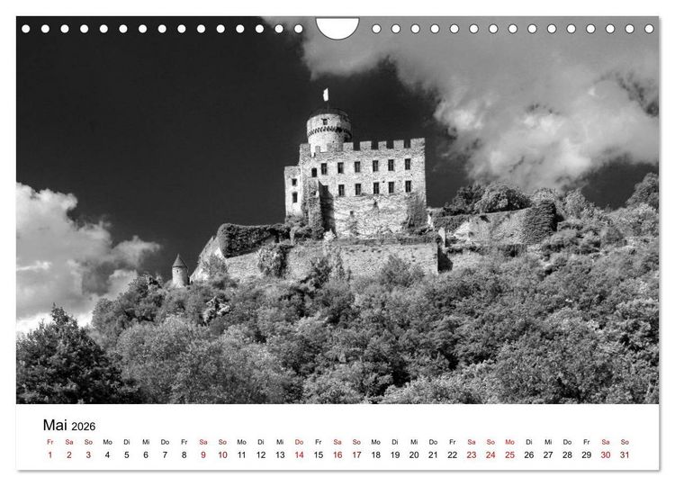 Produktbild: Burgen in schwarzwei&szlig; - Wie aus alten Zeiten (Wandkalender 2026 DIN A4 quer), CALVENDO Monatskalender