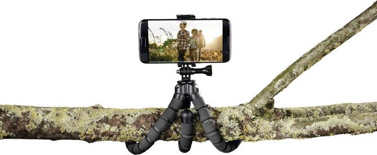 Produktbild: hama 00004613 Stativ "Flex" f&uuml;r Smartphone und GoPro, 26 cm, Schwarz