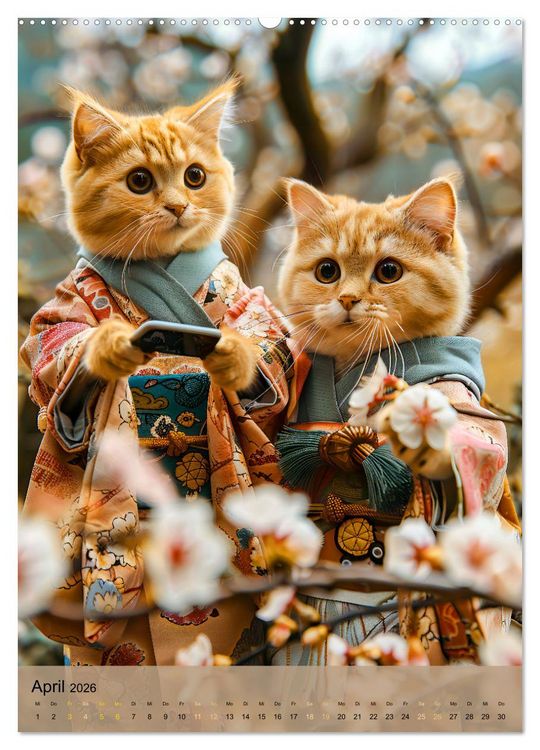 Produktbild: Katzen auf Abenteuerreise - Globetrotter-Katzen entdecke ferne Kulturen (Wandkalender 2026 DIN A2 hoch), CALVENDO Monatskalender