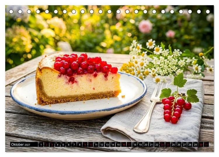 Produktbild: K&auml;sekuchen Kalender - K&ouml;stliche Dessertmomente (Tischkalender 2027 DIN A5 quer), CALVENDO Monatskalender