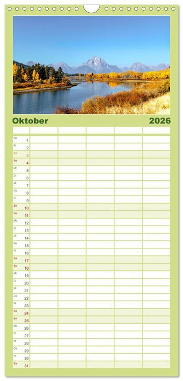 Produktbild: Familienplaner 2026 - Wyoming - Der Bundesstaat der gro&szlig;en Ebenen. mit 5 Spalten (Wandkalender, 21 x 45 cm) CALVENDO
