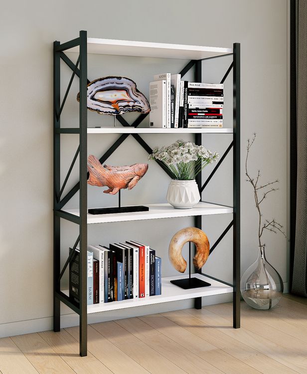 Produktbild: Holz Metall Stand Regal B&uuml;ro B&uuml;cher Insasi 4fach