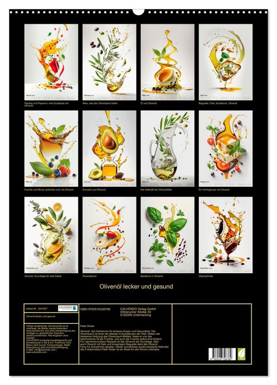 Produktbild: Oliven&ouml;l lecker und gesund (Wandkalender 2026 DIN A2 hoch), CALVENDO Monatskalender